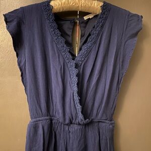 Navy Blue Lace Trim jumpsuit